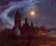 The Bourg-de-Batz Church under the Moon unknow artist